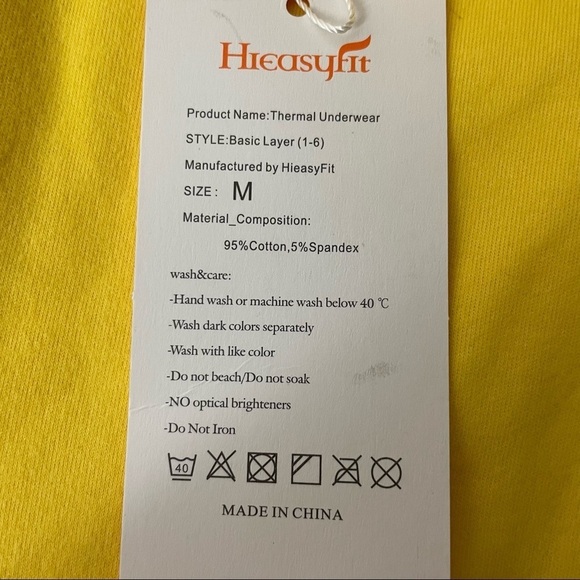 Hieasyfit NWT Thermal Undershirt Base Layer Turtleneck Long Sleeves Yellow sz M - Picture 8 of 12